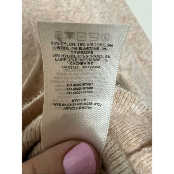 Aritzia Wilfred Greer Sweater Oatmeal Medium Cashmere Blend Y2K Cropped - Picture 4 of 5